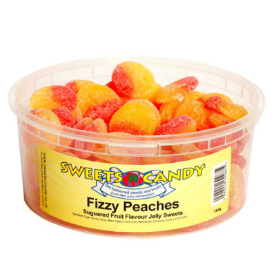 Fizzy Peaches Sugared Fruit FlavourJelly Pieces - 750g Tub