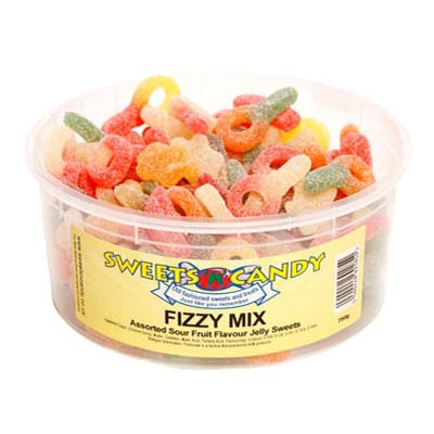 Fizzy Mix Assorted Sour Jelly sweets - 1.5 Ltr Tub -750g