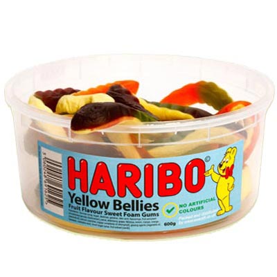 Haribo Giant Yellow Belly Snakes - 1.5Ltr  Tub- Approx 10 Snakes