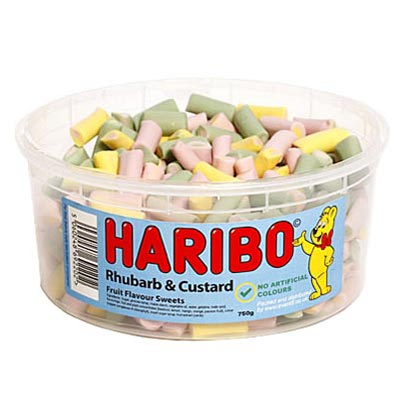 Haribo Rhubarb and Custard Pieces - 1.5Ltr Tub - 750g