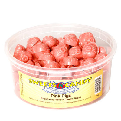 Pink Pigs Strawberry Flavour Candy Pieces - 750g Tub