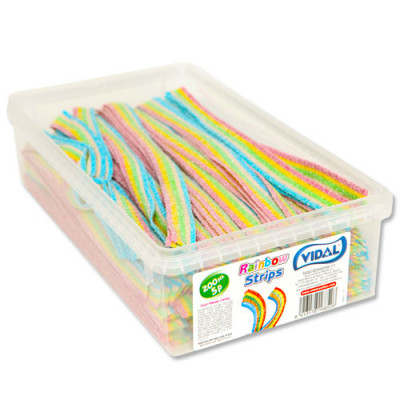 Rainbow Strips Fruit Flavour Fizzy Belts - 200 Pack