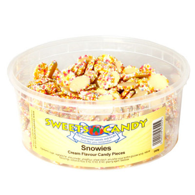 Snowies White Chocolate Flavour Candy Pieces - 750g Tub